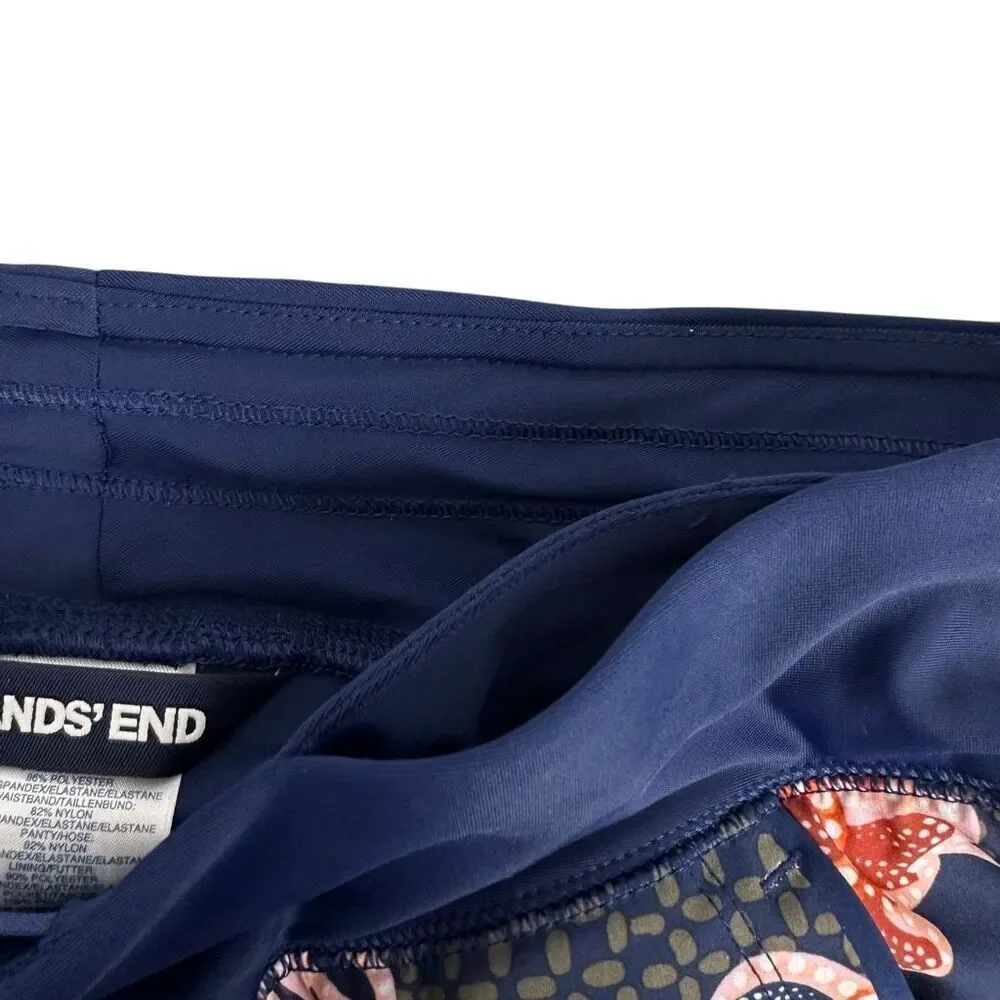 Lands End Women’s 3” Swim Shorts Size 4 Deep Sea Navy Floral Mix Quick Dry Pocke